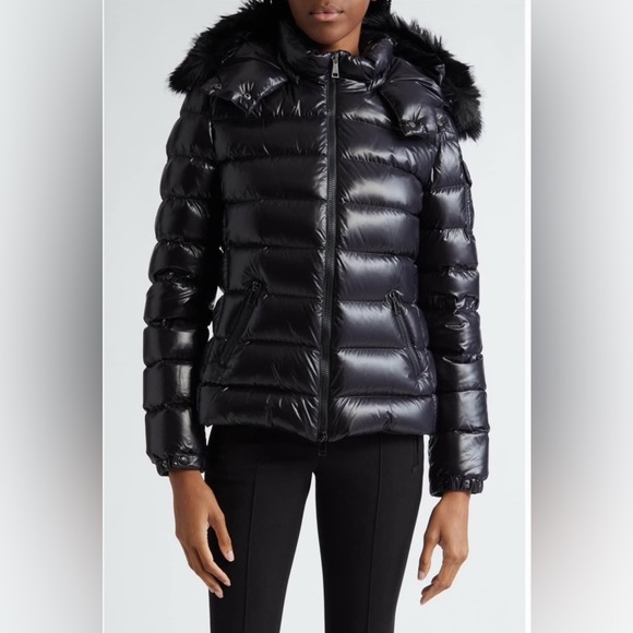 Moncler Bady Fur Gloss Black Puffer Jacket Coat size 3 (M) - Picture 1 of 10
